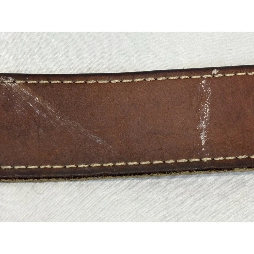 Vtg Fossil Brown Leather Belt Sz 36 Men's Distressed 1.25
